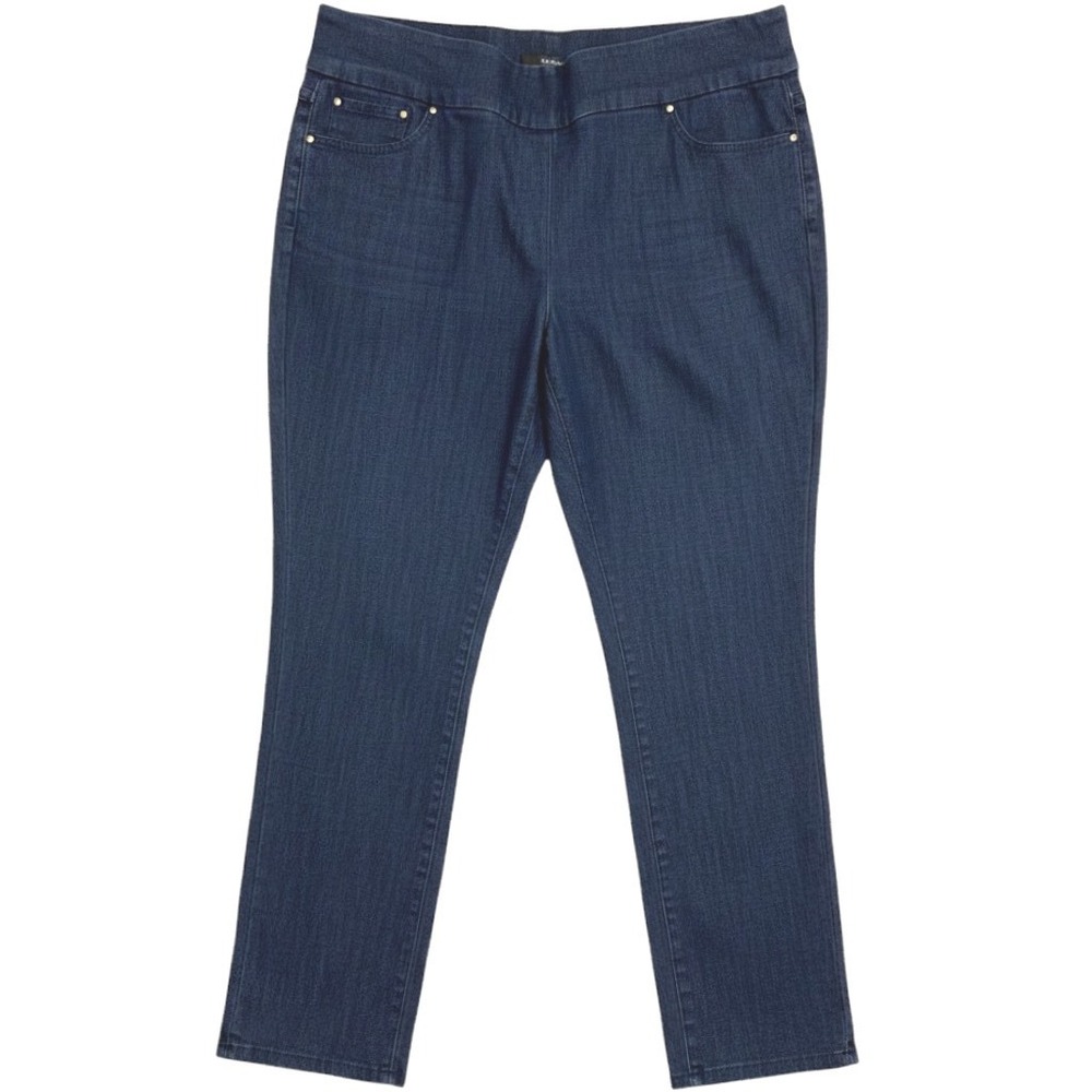 Ruby Rd Woman 18W Dark Indigo Pull On Straight Leg Jeans Stretch 68203
